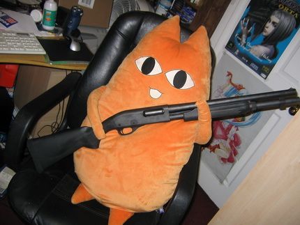 Бритый налысо котохомяк с ружьём